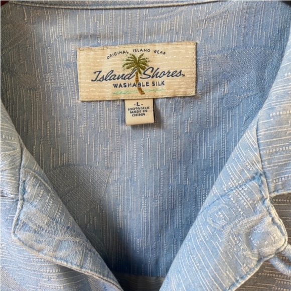 Vintage ISLAND SHORES Blue Floral Hawaiian 100% Silk Men’s Shirt Size L - Picture 5 of 17